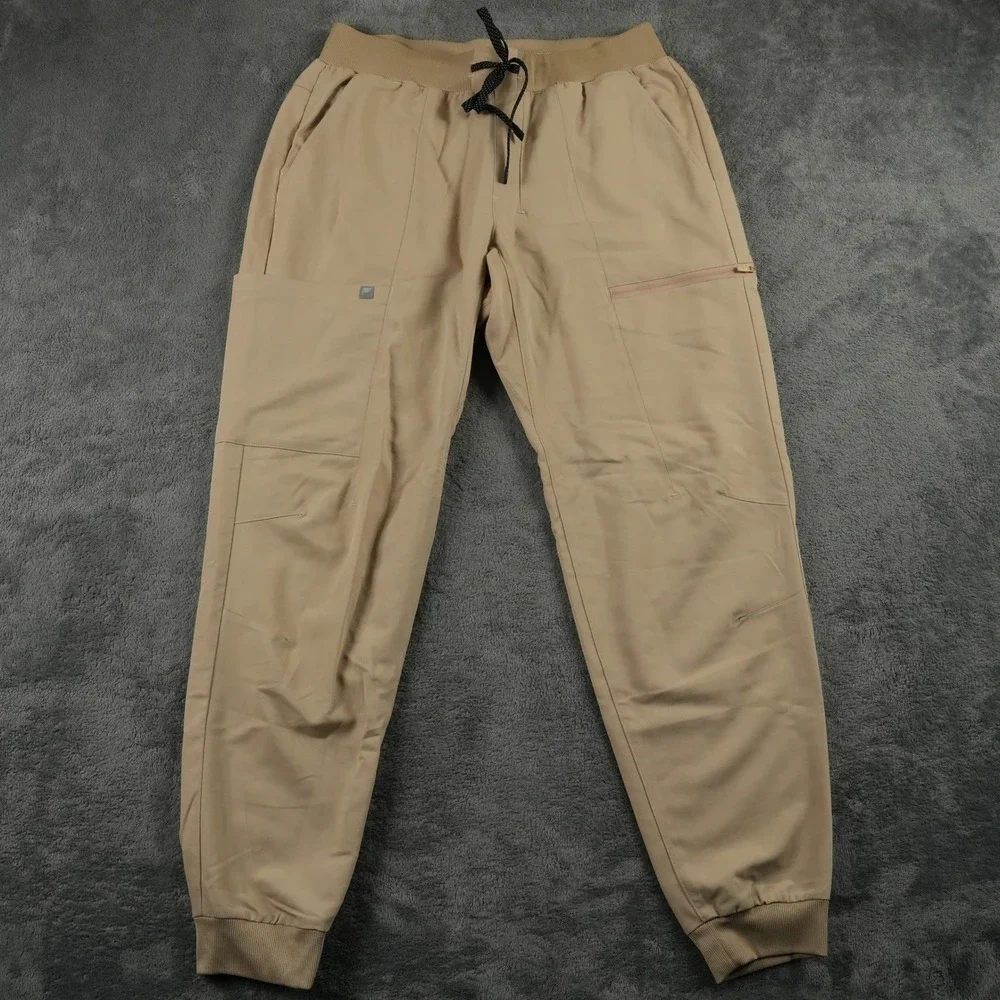 Fabletics All-Shift Scrub Jogger Mens M Beige Cargo Elastic‎ Waist Stretch Medic